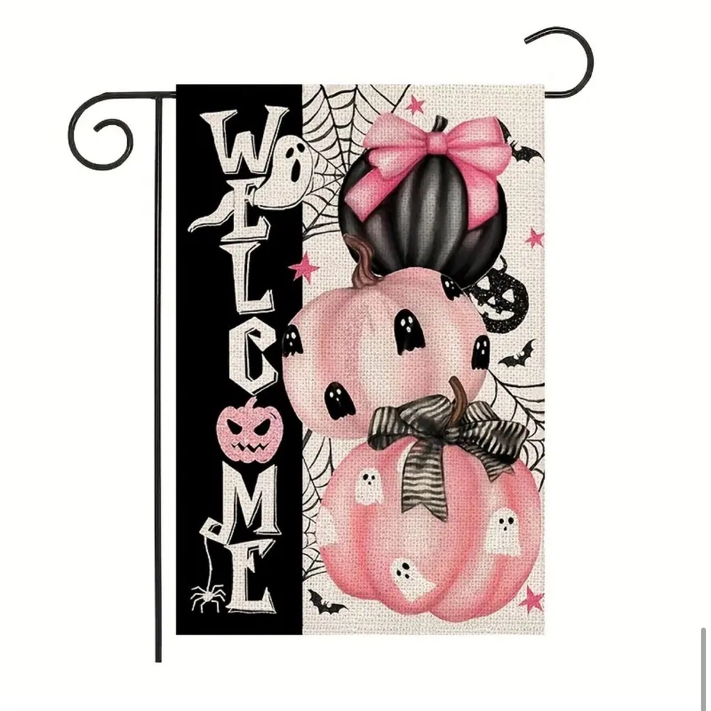New Welcome Pumpkin Halloween Garden Flag 12 x 18